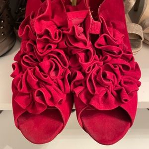 Classy Red FAUX SUEDE Floral design!
